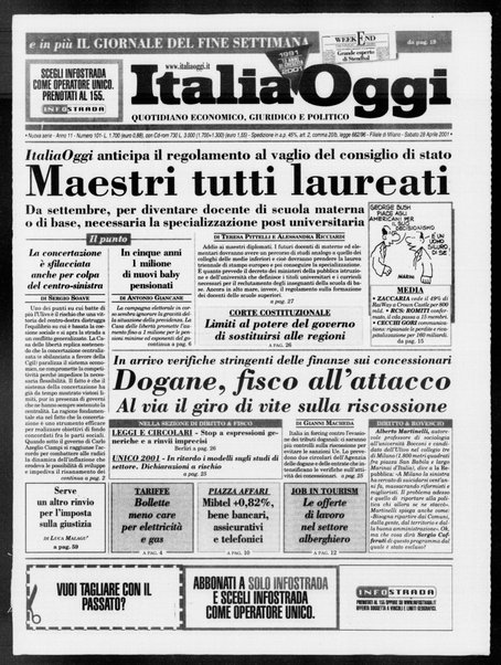 Italia oggi : quotidiano di economia finanza e politica